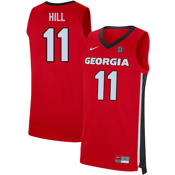 Men #11 Justin Hill Georgia Bulldogs College Basketball Jerseys Sale-Red - Click Image to Close